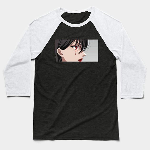 Anime Eyes - Red Tearfull Eyes Baseball T-Shirt by AnimeVision